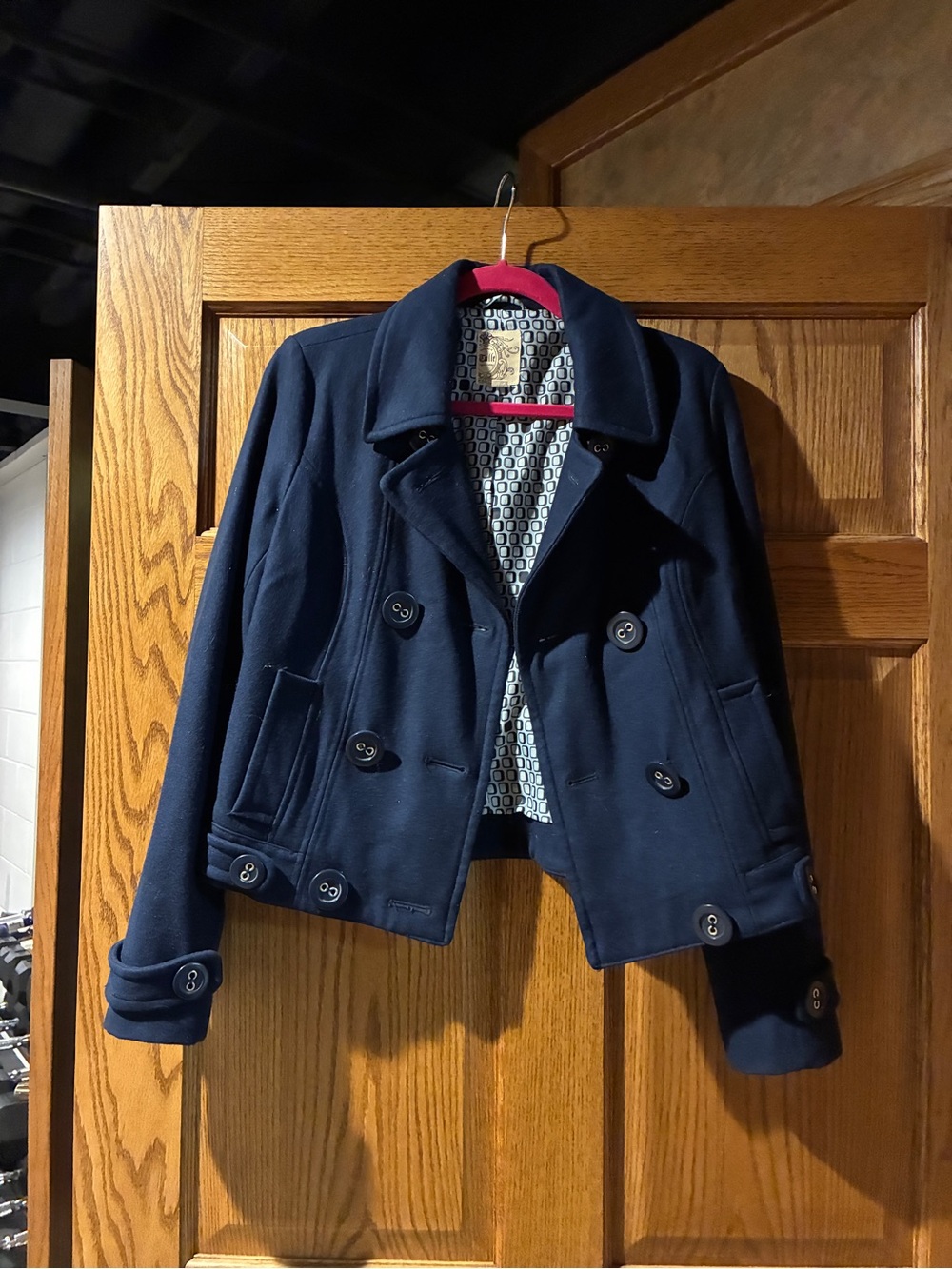 Tulle Navy Double-Breasted Cropped Peacoat